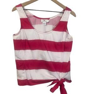 Vineyard Vines White Pink Block Stripe Sleeveless Top Side Tie Sz 14